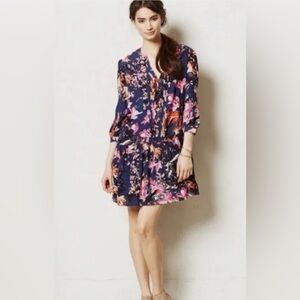 Anthropologie Maeve Caravane floral drop-waist tunic dress with pockets Medium